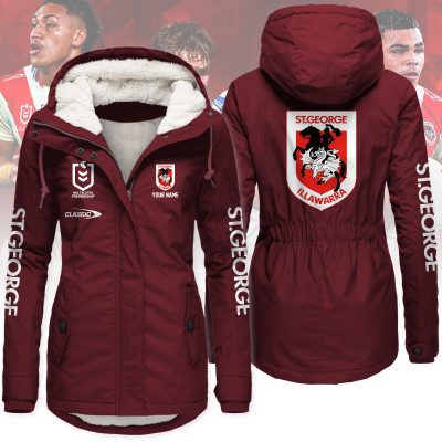 St. George Illawarra Dragons Women's Hooded Lined Thick Trench Coat – Warm Winter Jacket