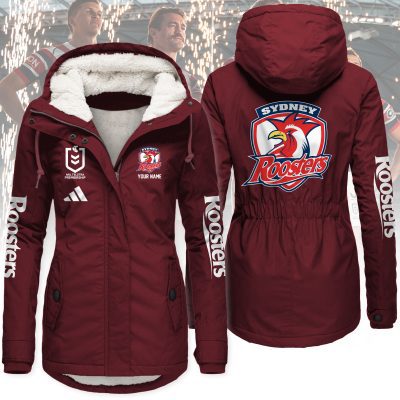 Sydney Roosters Women's Hooded Lined Thick Trench Coat – Warm Winter Jacket