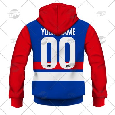 AFL Western Bulldogs Custom Name Number 2021 Signatures Guernsey Pullover Hoodie