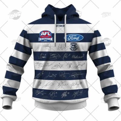 AFL Geelong Cats Custom Name Number 2022 Signatures Guernsey Pullover Hoodie
