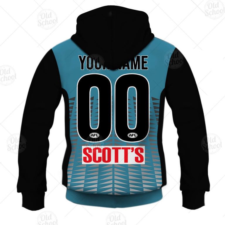 AFL Port Adelaide Custom Name Number 2004 Retro Guernsey Pullover Hoodie
