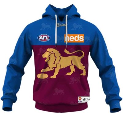 AFL Brisbane Lions Custom Name Number 2020 Away Guernsey Pullover Hoodie