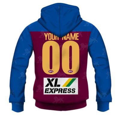 AFL Brisbane Lions Custom Name Number 2020 Away Guernsey Pullover Hoodie