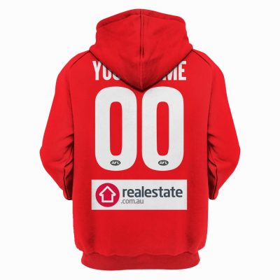 AFL Sydney Swans Custom Name Number 2020 Home Guernsey Pullover Hoodie