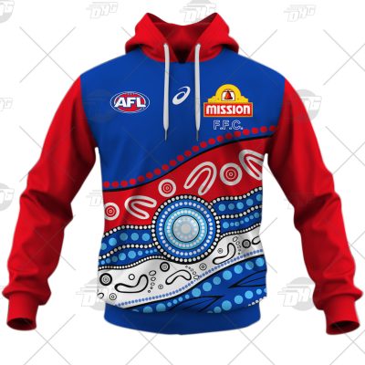 AFL Western Bulldogs Custom Name Number 2021 Indigenous Guernsey Pullover Hoodie