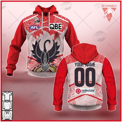 AFL Sydney Swans Custom Name Number 2021 Indigenous Guernsey Pullover Hoodie