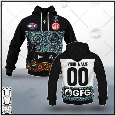 AFL Port Adelaide Custom Name Number 2021 Indigenous Guernsey Pullover Hoodie