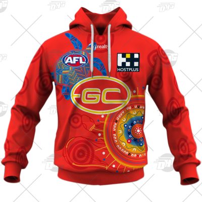 AFL Gold Coast Suns Custom Name Number 2021 Indigenous Guernsey Pullover Hoodie