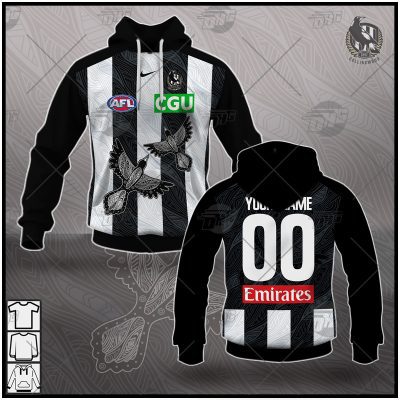 AFL Collingwood Magpies Custom Name Number 2021 Indigenous Guernsey Pullover Hoodie