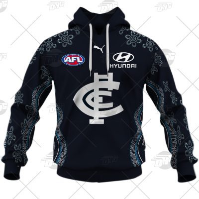 AFL Carlton Blues Custom Name Number 2021 Indigenous Guernsey Pullover Hoodie