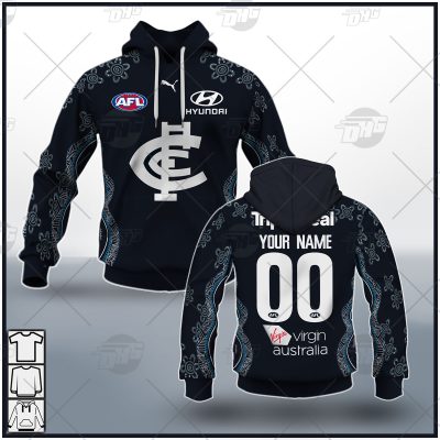 AFL Carlton Blues Custom Name Number 2021 Indigenous Guernsey Pullover Hoodie