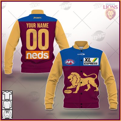 AFL Brisbane Lions Custom Name Number 2021 Home Guernsey Baseball Jacket
