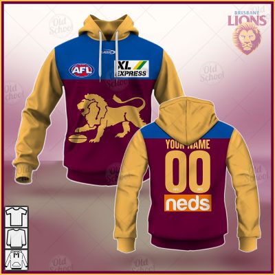 AFL Brisbane Lions Custom Name Number 2021 Home Guernsey Pullover Hoodie