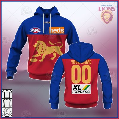 AFL Brisbane Lions Custom Name Number 2021 Away Guernsey Pullover Hoodie