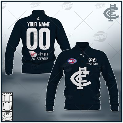 AFL Carlton Blues Custom Name Number 2021 Home Guernsey Baseball Jacket