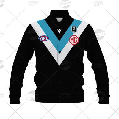AFL Port Adelaide Custom Name Number 2021 Home Guernsey Baseball Jacket