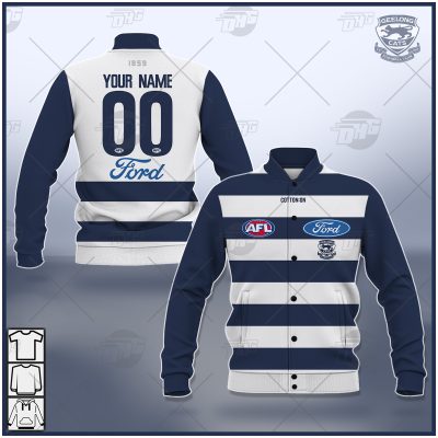 AFL Geelong Cats Custom Name Number 2021 Home Guernsey Baseball Jacket