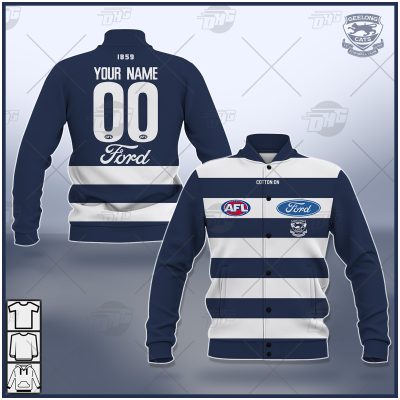 AFL Geelong Cats Custom Name Number 2021 Clash Guernsey Baseball Jacket