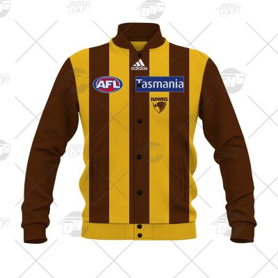 AFL Hawthorn Hawks Custom Name Number 2021 Home Guernsey Baseball Jacket
