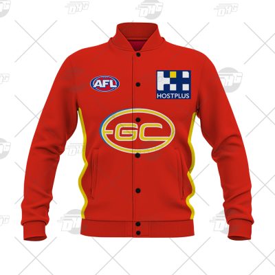 AFL Gold Coast Suns Custom Name Number 2021 Home Guernsey Baseball Jacket