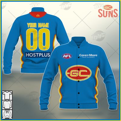 AFL Gold Coast Suns Custom Name Number 2021 Clash Guernsey Baseball Jacket