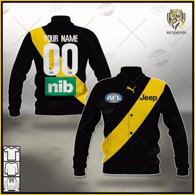 AFL Richmond Tigers Custom Name Number 2021 Home Guernsey Baseball Jacket