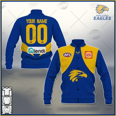 AFL West Coast Eagles Custom Name Number 2021 Home Guernsey Baseball Jacket