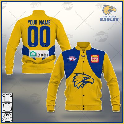 AFL West Coast Eagles Custom Name Number 2021 Away Guernsey Baseball Jacket