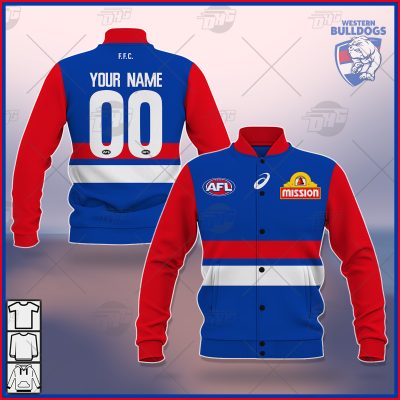 AFL Western Bulldogs Custom Name Number 2021 Home Guernsey Baseball Jacket