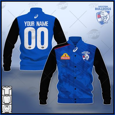 AFL Western Bulldogs Custom Name Number 2021 Training Guernsey Baseball Jacket