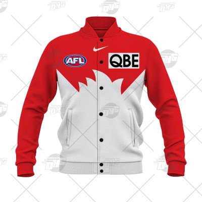 AFL Sydney Swans Custom Name Number 2021 Home Guernsey Baseball Jacket