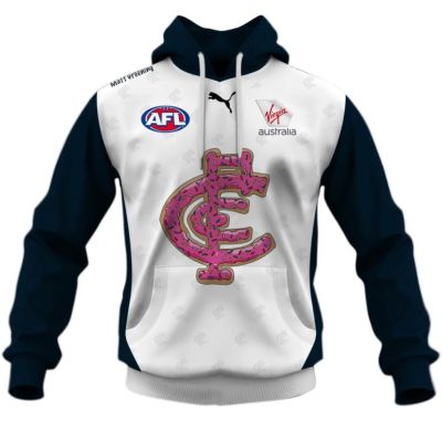 AFL Carlton Blues Custom Name Number 2021 Simpsons Guernsey Pullover Hoodie