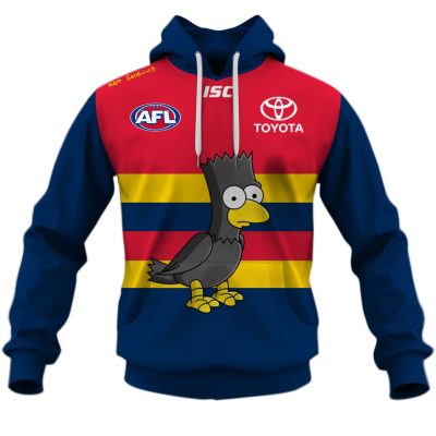 AFL Adelaide Crows Custom Name Number The Simpsons Guernsey Pullover Hoodie