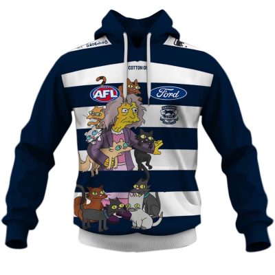 AFL Geelong Cats Custom Name Number The Simpsons Guernsey Pullover Hoodie
