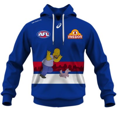 AFL Western Bulldogs Custom Name Number The Simpsons Guernsey Pullover Hoodie