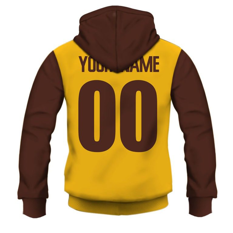AFL Hawthorn Hawks Custom Name Number 90s Vintage Retro Guernsey Pullover Hoodie