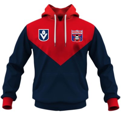 AFL Melbourne Demons Custom Name Number Vintage Retro 90s Guernsey Pullover Hoodie