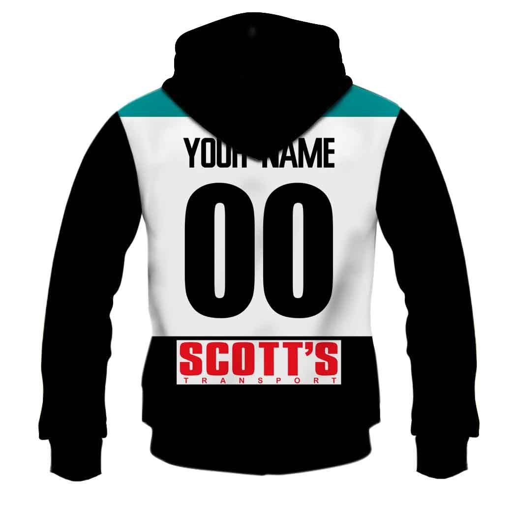 AFL Port Adelaide Custom Name Number 1997 Vintage Home Guernsey Pullover Hoodie