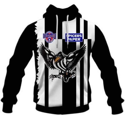 AFL Collingwood Magpies Custom Name Number 90s Vintage Centenary Guernsey Pullover Hoodie