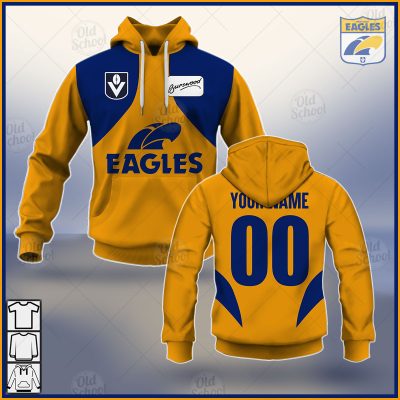 AFL West Coast Eagles Custom Name Number 1987 Vintage Heritage Guernsey Pullover Hoodie