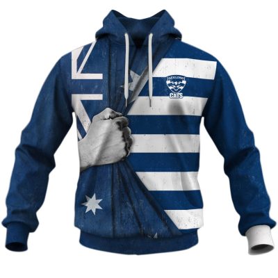 AFL Geelong Cats Custom Name Number Australia Flag 2020 Guernsey Pullover Hoodie