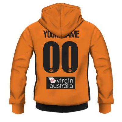AFL Greater Western Sydney Giants Custom Name Number 2020 Home Guernsey Pullover Hoodie