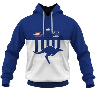 AFL North Melbourne Kangaroos Custom Name Number Vintage Centenary Guernsey Pullover Hoodie