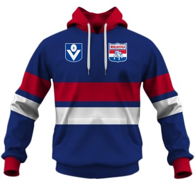 AFL Western Bulldogs Custom Name Number Vintage Retro Guernsey Pullover Hoodie