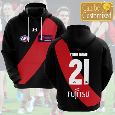 AFL Essendon Bombers Custom Name Number 2021 Home Guernsey Pullover Hoodie