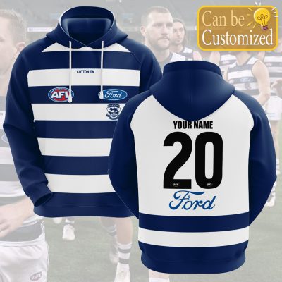 AFL Geelong Cats Custom Name Number 2021 Home Guernsey Pullover Hoodie