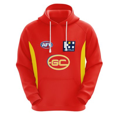 AFL Gold Coast Suns Custom Name Number 2021 Home Guernsey Pullover Hoodie