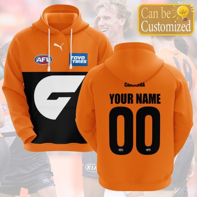AFL Greater Western Sydney Giants Custom Name Number 2021 Home Guernsey Pullover Hoodie