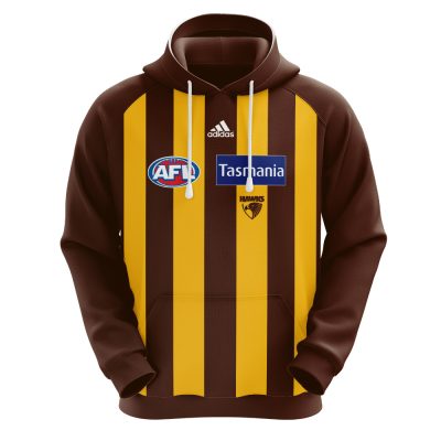 AFL Hawthorn Hawks Custom Name Number 2021 Home Guernsey Pullover Hoodie