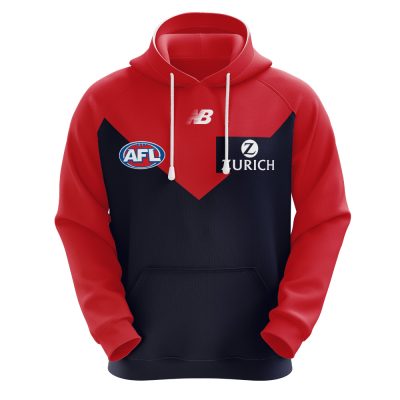 AFL Melbourne Demons Custom Name Number 2021 Home Guernsey Pullover Hoodie